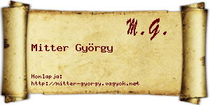 Mitter György névjegykártya